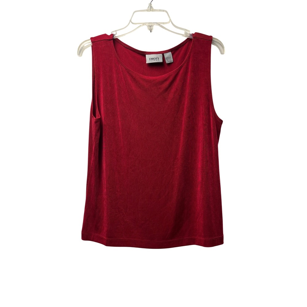 Chico's Travelers Tank Top XL Red Slinky Layering Holiday Party Packable Capsule